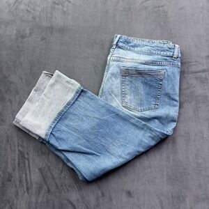 La Blues Womens 20W Light Wash Rainbow Embroidered Cuff Denim Capri Jeans